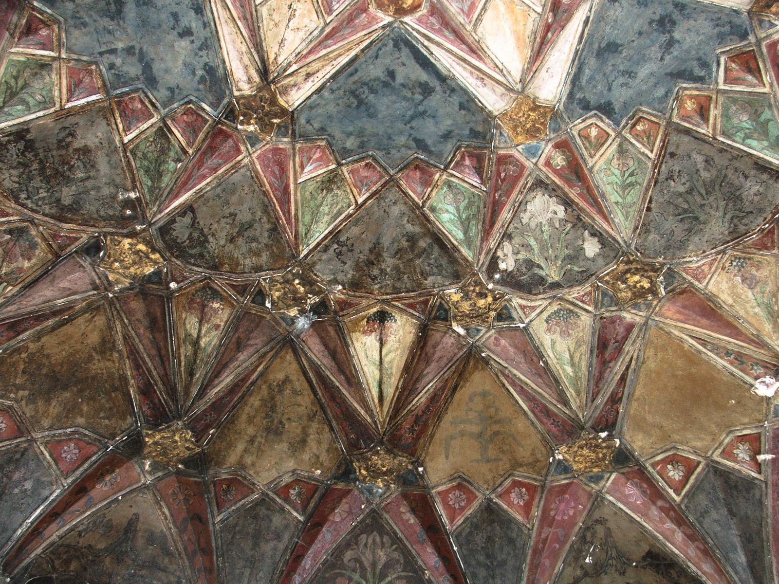 The painted ceiling of Chini ka Rauza, a Mughal tomb in Agra