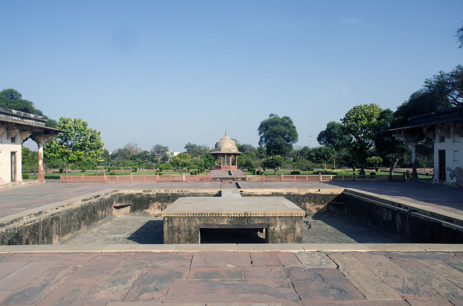 The terraces and walkways of Ram Bagh, an early Mughal riverside garden in Agra
