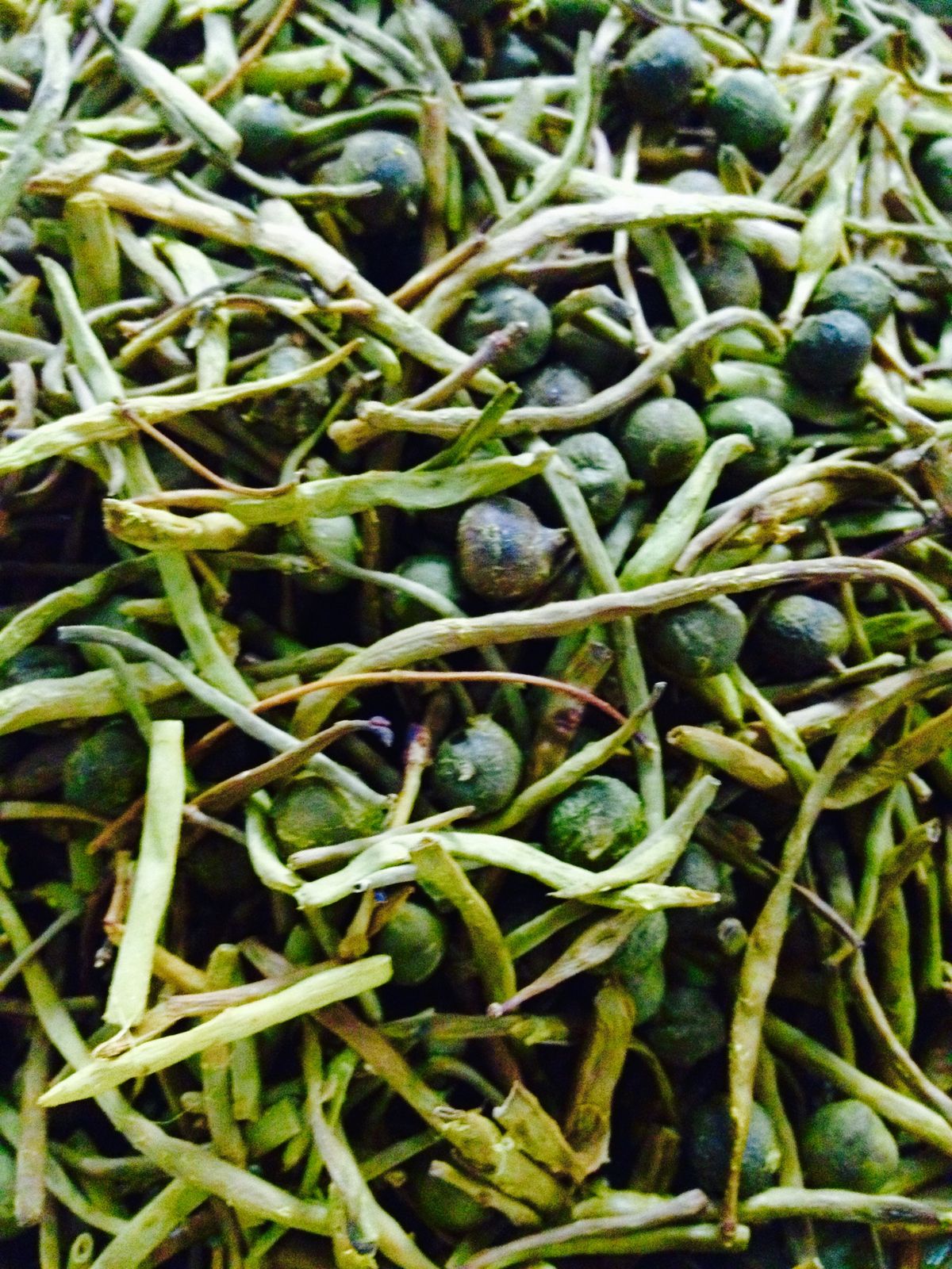 A bowl of ker sangri, dried desert berries and beans cooked with red chilli and spices