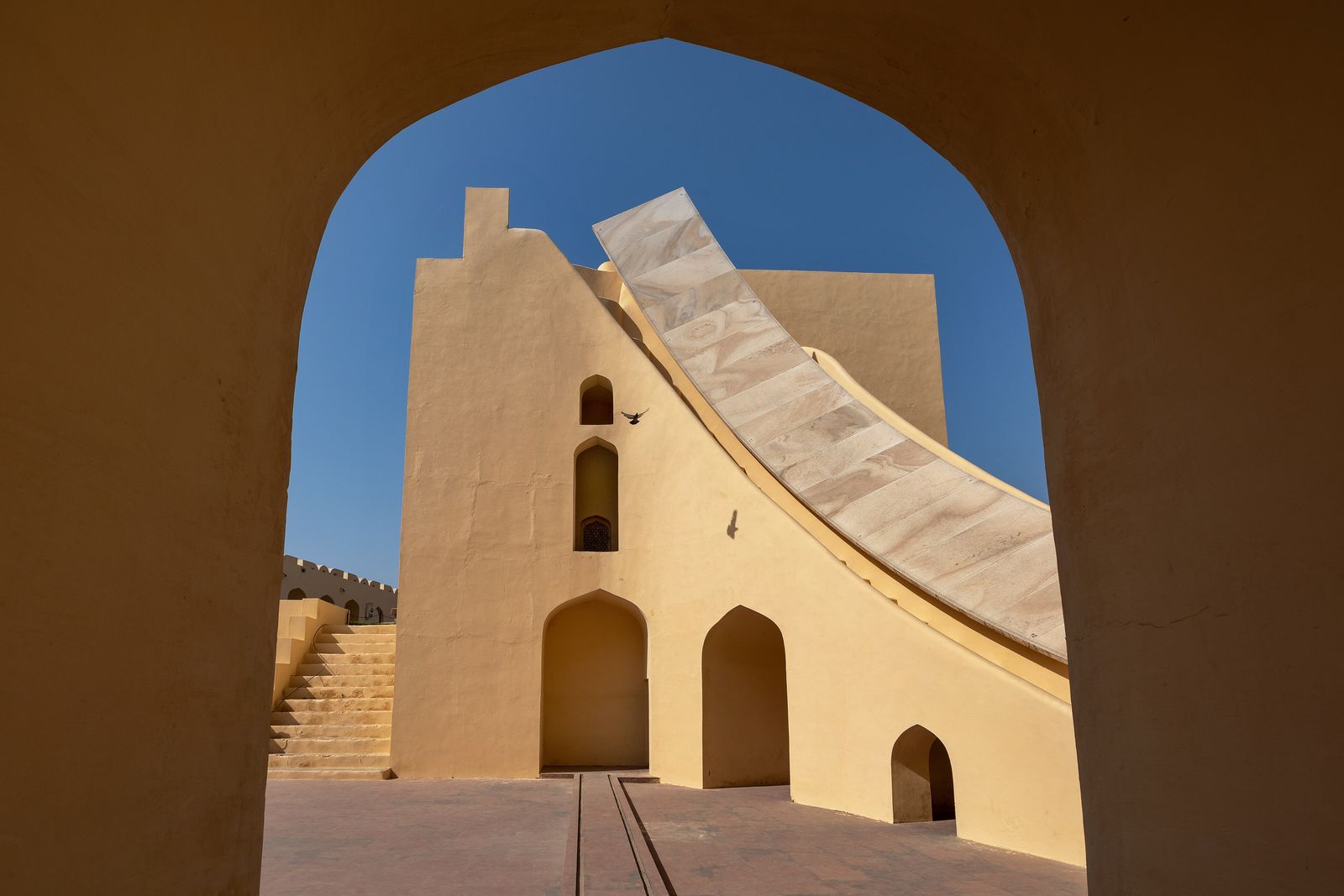 Carved stone doorways at the Jantar Mantar observatory in Jaipur