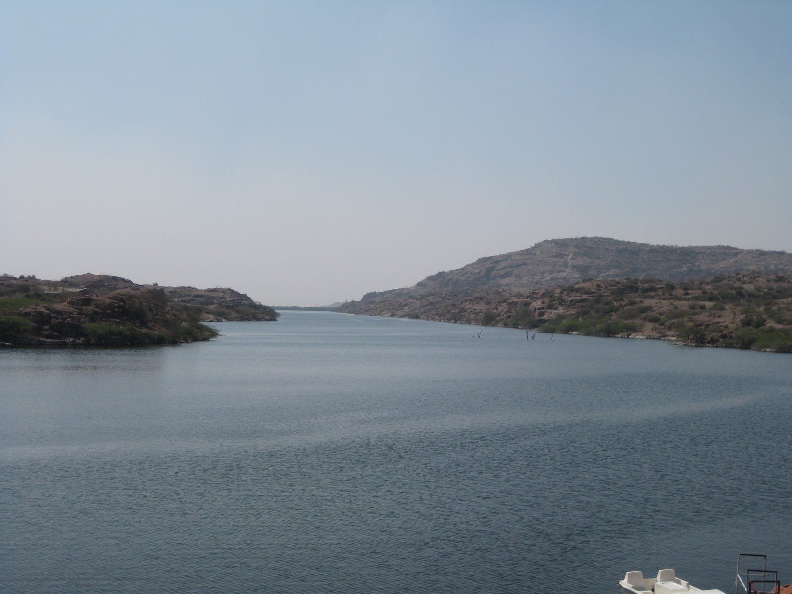 Kaylana Lake among low rocky hills on the western edge of Jodhpur at sunset