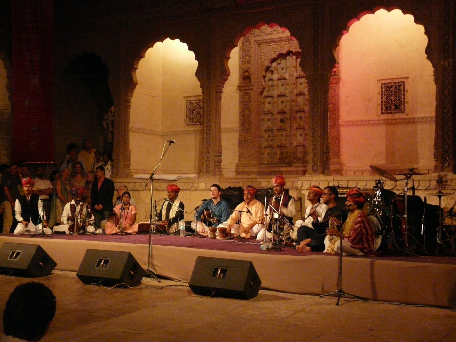 Folk musicians performing in a courtyard of Mehrangarh Fort during the Jodhpur RIFF festival