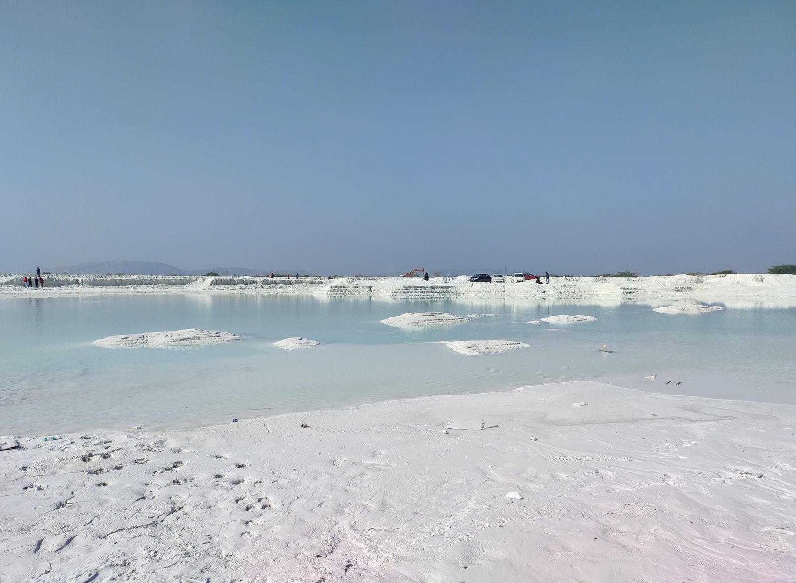 A hill of white marble waste in a dumping yard at Kishangarh