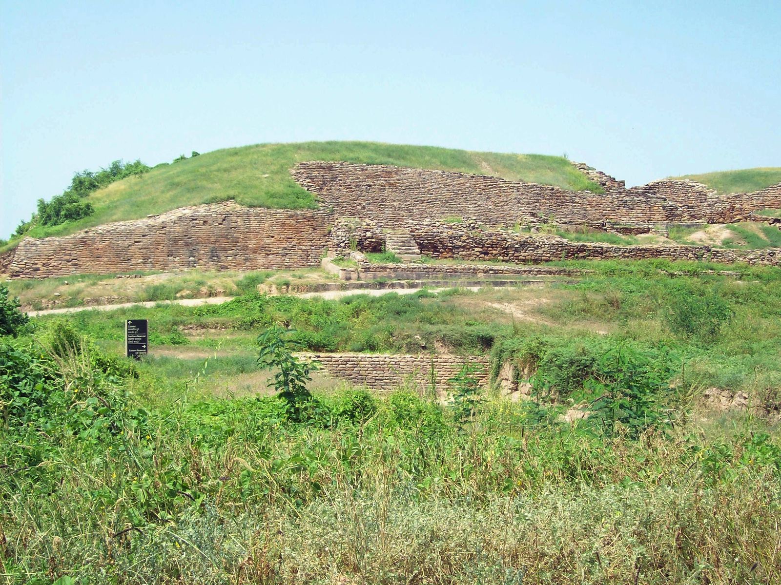 Excavated stone walls and reservoirs of the Harappan city of Dholavira on Khadir Bet