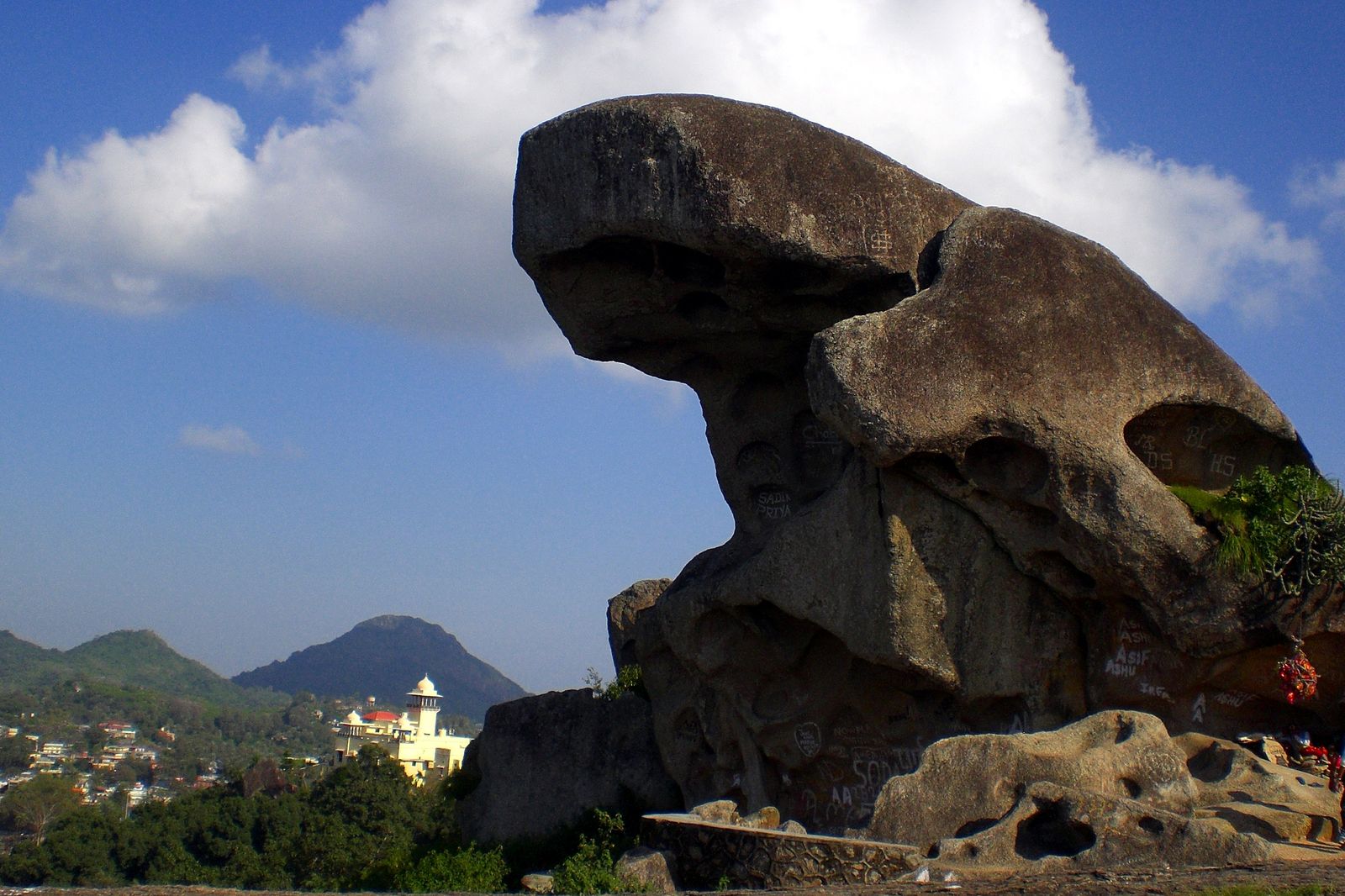 Toad Rock, a granite boulder shaped like a crouching toad, above Nakki Lake in Mount Abu