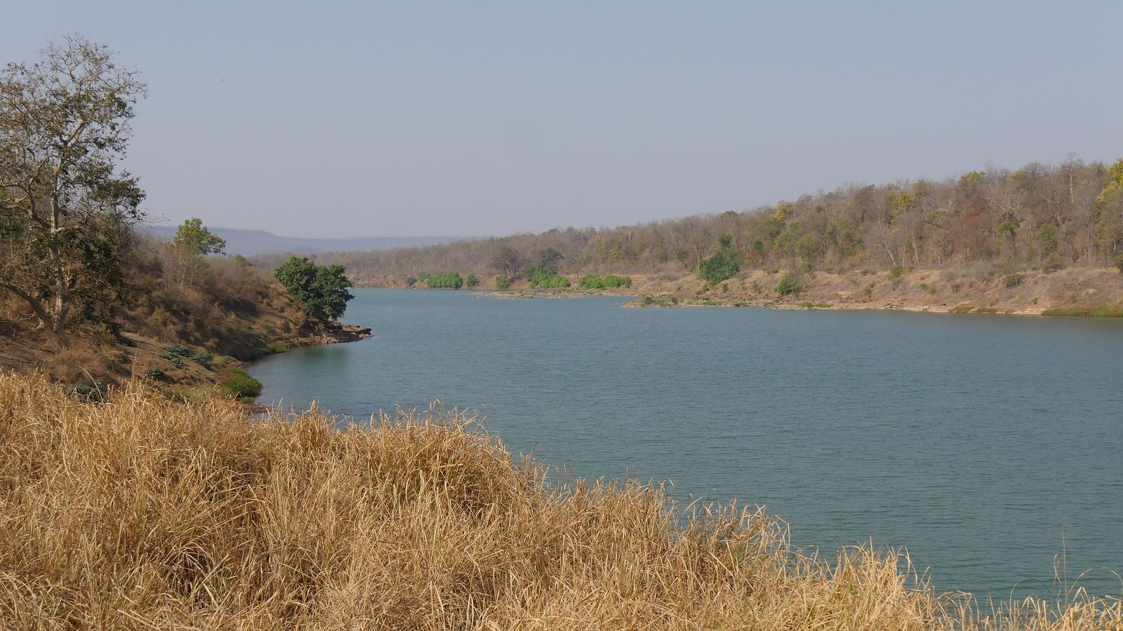 The Ken river flowing through rocky forest in Panna Tiger Reserve