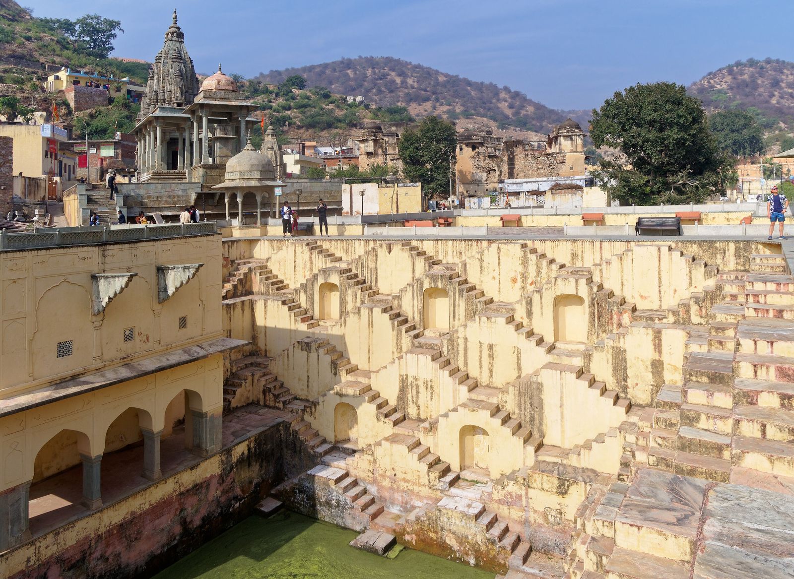 The criss-cross stone stairways of Panna Meena ka Kund stepwell in Amer