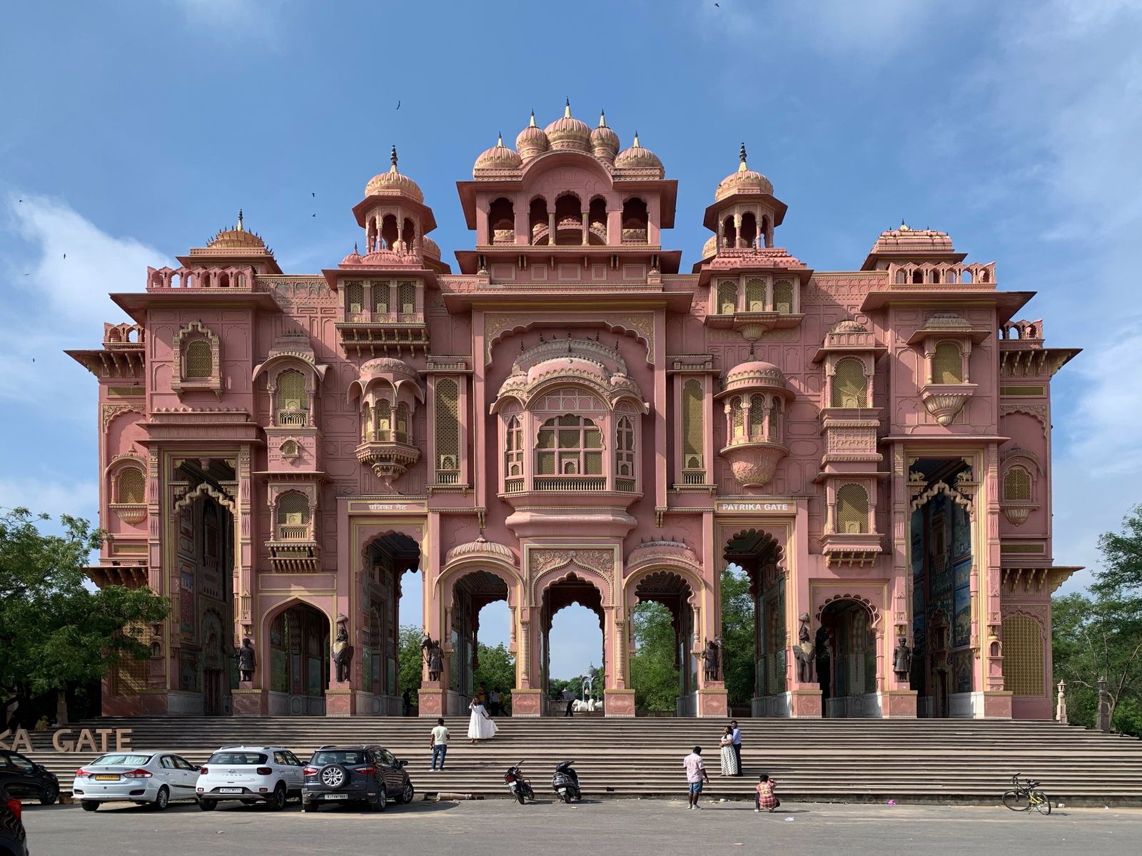 The painted arches of Patrika Gate at Jawahar Circle in Jaipur