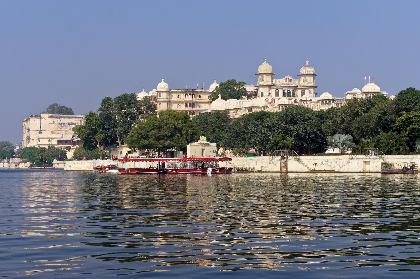 Shiv Niwas Palace on the shore of Lake Pichola in Udaipur, part of the City Palace complex