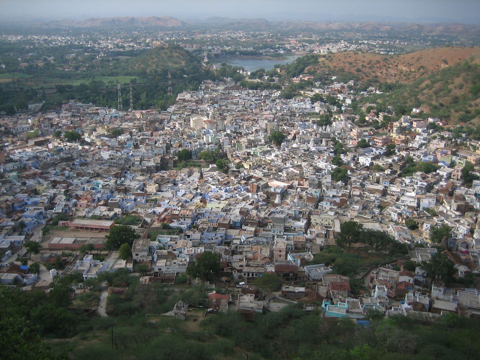 Green rolling hills and fields of the Vagad region in southern Rajasthan